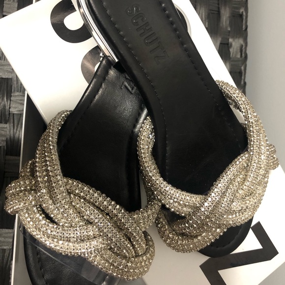 Schutz black crystal sandals. - Picture 4 of 5